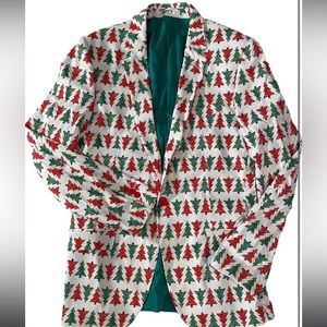 NWT Suslo Couture Slim Fit Blazer- White Christmas Trees
